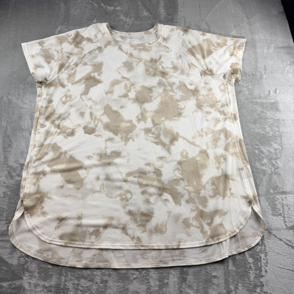 Tek Gear Workout Gear Tie Dye Short Sleeve T-Shirt Women's 2X Tan White